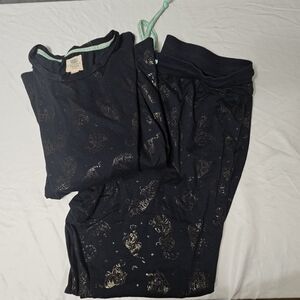 Chelsea Peers Navy Celestial Tiger Long Sleeve Pajama Set Size 18 Flaw Pictured!